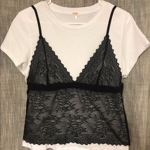 Free People white tee with lace tank